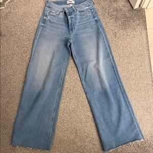 Paige Anessa raw hem full length wide leg jean